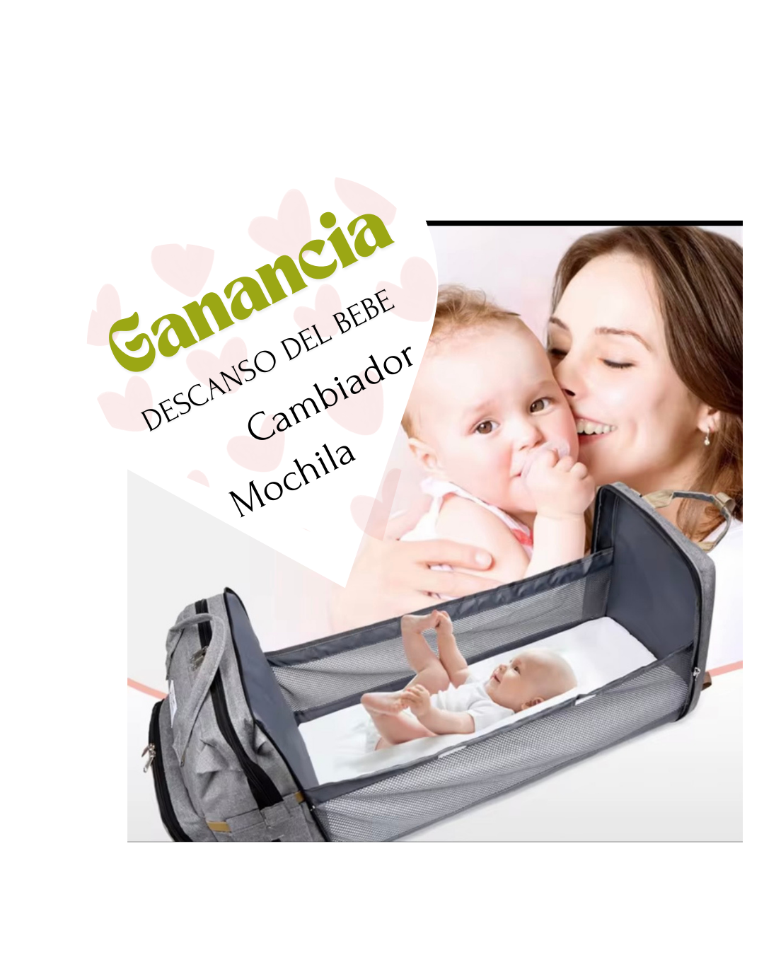 "Un Solo Bolso, Tres Soluciones - Cuna Portátil, Cambiador y Organizador para tu Bebé"