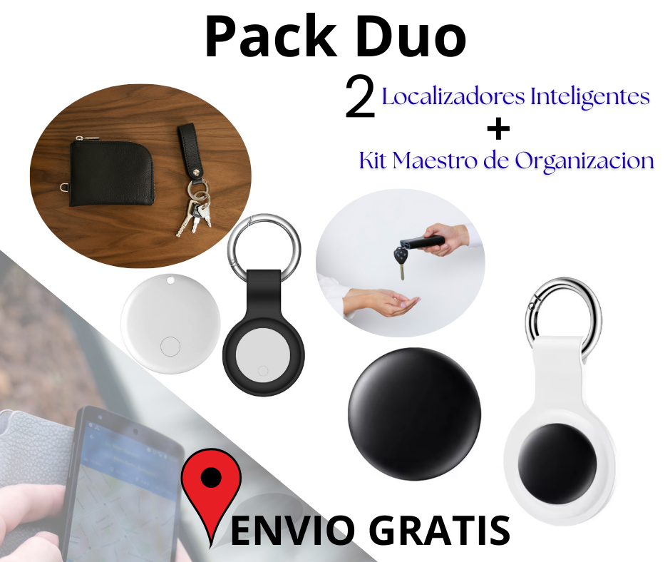 Pack Duo- 2 Localizadores Inteligente + Llaveros de Regalo